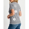 image:imageANRABESS Short Sleeve Sweater for Women V Neck Ribbed Knit Lightweight Sweaters Top 2026 Summer Business Casual OutfitsFlower Grey