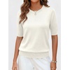 image:imageANRABESS Short Sleeve Sweaters for Women Summer Wool Blend Crew Neck Shirts Lightweight Work Top 2026 Business Casual OutfitsCream White