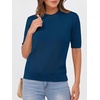 image:imageANRABESS Short Sleeve Sweaters for Women Summer Wool Blend Crew Neck Shirts Lightweight Work Top 2026 Business Casual OutfitsDark Teal