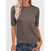 image:imageANRABESS Short Sleeve Sweaters for Women Summer Wool Blend Crew Neck Shirts Lightweight Work Top 2026 Business Casual OutfitsDrak Taupe