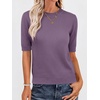 image:imageANRABESS Short Sleeve Sweaters for Women Summer Wool Blend Crew Neck Shirts Lightweight Work Top 2026 Business Casual OutfitsGrey Purple