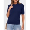 image:imageANRABESS Short Sleeve Sweaters for Women Summer Wool Blend Crew Neck Shirts Lightweight Work Top 2026 Business Casual OutfitsNavy Blue