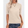image:imageANRABESS Short Sleeve Sweaters for Women Summer Wool Blend Crew Neck Shirts Lightweight Work Top 2026 Business Casual OutfitsParchment