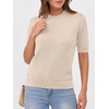 image:imageANRABESS Short Sleeve Sweaters for Women Summer Wool Blend Crew Neck Shirts Lightweight Work Top 2026 Business Casual OutfitsParchment