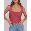 image:imageANRABESS Tank Tops for Women 2026 Summer Square Neck Sleeveless Rib Knit Basic Slim Fit Shirts Casual Basic Workout ClothesWatermelon Red