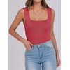 image:imageANRABESS Tank Tops for Women 2026 Summer Square Neck Sleeveless Rib Knit Basic Slim Fit Shirts Casual Basic Workout ClothesWatermelon Red