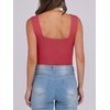 image:imageANRABESS Tank Tops for Women 2026 Summer Square Neck Sleeveless Rib Knit Basic Slim Fit Shirts Casual Basic Workout ClothesWatermelon Red