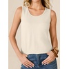 image:imageANRABESS Tank Tops for Women Waffle Knit Scoop Neck Flowy Casual Sleeveless Shirts 2026 Summer ClothesParchment