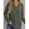 image:imageANRABESS Waffle Knit Hoodies for Women Comfy Drawstring Loose Fit Long Sleeve Sweatshirt Tops for Casual Daily Wear WorkArmy Green