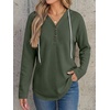 image:imageANRABESS Waffle Knit Hoodies for Women Comfy Drawstring Loose Fit Long Sleeve Sweatshirt Tops for Casual Daily Wear WorkArmy Green