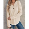 image:imageANRABESS Waffle Knit Hoodies for Women Comfy Drawstring Loose Fit Long Sleeve Sweatshirt Tops for Casual Daily Wear WorkBeige