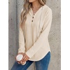 image:imageANRABESS Waffle Knit Hoodies for Women Comfy Drawstring Loose Fit Long Sleeve Sweatshirt Tops for Casual Daily Wear WorkBeige