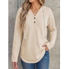 image:imageANRABESS Waffle Knit Hoodies for Women Comfy Drawstring Loose Fit Long Sleeve Sweatshirt Tops for Casual Daily Wear WorkBeige