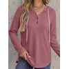 image:imageANRABESS Waffle Knit Hoodies for Women Comfy Drawstring Loose Fit Long Sleeve Sweatshirt Tops for Casual Daily Wear WorkMauve