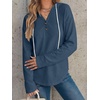 image:imageANRABESS Waffle Knit Hoodies for Women Comfy Drawstring Loose Fit Long Sleeve Sweatshirt Tops for Casual Daily Wear WorkNavy Blue