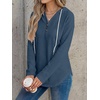 image:imageANRABESS Waffle Knit Hoodies for Women Comfy Drawstring Loose Fit Long Sleeve Sweatshirt Tops for Casual Daily Wear WorkNavy Blue