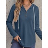 image:imageANRABESS Waffle Knit Hoodies for Women Comfy Drawstring Loose Fit Long Sleeve Sweatshirt Tops for Casual Daily Wear WorkNavy Blue