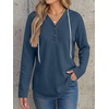 image:imageANRABESS Waffle Knit Hoodies for Women Comfy Drawstring Loose Fit Long Sleeve Sweatshirt Tops for Casual Daily Wear WorkNavy Blue