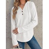 image:imageANRABESS Waffle Knit Hoodies for Women Comfy Drawstring Loose Fit Long Sleeve Sweatshirt Tops for Casual Daily Wear WorkWhite