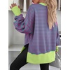 image:imageANRABESS Women Oversized Sweatshirts Thumbhole Long Sleeve Hoodies Shirts 2026 Fall Side Slit Pullover Top Teen Y2k OutfitsPink Green Striped