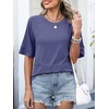 image:imageANRABESS Women TShirts 2026 Fashion Half Sleeve Loose Fit Top Trendy Cute Flowy Tee Shirts Summer Casual OutfitsBlue Gray