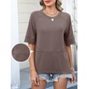 image:imageANRABESS Women TShirts 2026 Fashion Half Sleeve Loose Fit Top Trendy Cute Flowy Tee Shirts Summer Casual OutfitsBrown