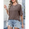 image:imageANRABESS Women TShirts 2026 Fashion Half Sleeve Loose Fit Top Trendy Cute Flowy Tee Shirts Summer Casual OutfitsBrown