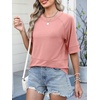 image:imageANRABESS Women TShirts 2026 Fashion Half Sleeve Loose Fit Top Trendy Cute Flowy Tee Shirts Summer Casual OutfitsCoral Pink
