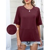 image:imageANRABESS Women TShirts 2026 Fashion Half Sleeve Loose Fit Top Trendy Cute Flowy Tee Shirts Summer Casual OutfitsDeep Red