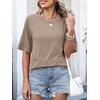image:imageANRABESS Women TShirts 2026 Fashion Half Sleeve Loose Fit Top Trendy Cute Flowy Tee Shirts Summer Casual OutfitsKhaki