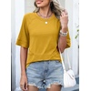 image:imageANRABESS Women TShirts 2026 Fashion Half Sleeve Loose Fit Top Trendy Cute Flowy Tee Shirts Summer Casual OutfitsYellow