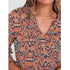 image:imageANRABESS Womens 34 Sleeve Henley Blouse Soft V Neck Top for Dressy Casual Work amp Business Office WearBohemian Orange