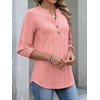 image:imageANRABESS Womens 34 Sleeve Henley Blouse Soft V Neck Top for Dressy Casual Work amp Business Office WearCoral White Stripe