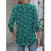 image:imageANRABESS Womens 34 Sleeve Henley Blouse Soft V Neck Top for Dressy Casual Work amp Business Office WearGreen Purple Floral
