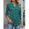 image:imageANRABESS Womens 34 Sleeve Henley Blouse Soft V Neck Top for Dressy Casual Work amp Business Office WearGreen Purple Floral