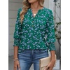 image:imageANRABESS Womens 34 Sleeve Henley Blouse Soft V Neck Top for Dressy Casual Work amp Business Office WearGreen Purple Floral
