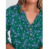 image:imageANRABESS Womens 34 Sleeve Henley Blouse Soft V Neck Top for Dressy Casual Work amp Business Office WearGreen Purple Floral