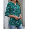 image:imageANRABESS Womens 34 Sleeve Henley Blouse Soft V Neck Top for Dressy Casual Work amp Business Office WearGreen Purple Floral