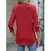 image:imageANRABESS Womens 34 Sleeve Henley Blouse Soft V Neck Top for Dressy Casual Work amp Business Office WearRed