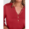 image:imageANRABESS Womens 34 Sleeve Henley Blouse Soft V Neck Top for Dressy Casual Work amp Business Office WearRed