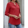 image:imageANRABESS Womens 34 Sleeve Henley Blouse Soft V Neck Top for Dressy Casual Work amp Business Office WearRed
