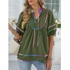 image:imageANRABESS Womens Babydoll Tops 2026 Summer V Neck Boho Blouse Short Lantern Sleeve Dressy Casual Shirts Flowy Peplum T ShirtArmy Green