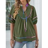 image:imageANRABESS Womens Babydoll Tops 2026 Summer V Neck Boho Blouse Short Lantern Sleeve Dressy Casual Shirts Flowy Peplum T ShirtArmy Green