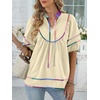 image:imageANRABESS Womens Babydoll Tops 2026 Summer V Neck Boho Blouse Short Lantern Sleeve Dressy Casual Shirts Flowy Peplum T ShirtBeige