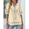 image:imageANRABESS Womens Babydoll Tops 2026 Summer V Neck Boho Blouse Short Lantern Sleeve Dressy Casual Shirts Flowy Peplum T ShirtBeige