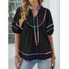 image:imageANRABESS Womens Babydoll Tops 2026 Summer V Neck Boho Blouse Short Lantern Sleeve Dressy Casual Shirts Flowy Peplum T ShirtBlack