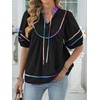 image:imageANRABESS Womens Babydoll Tops 2026 Summer V Neck Boho Blouse Short Lantern Sleeve Dressy Casual Shirts Flowy Peplum T ShirtBlack