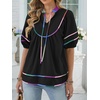 image:imageANRABESS Womens Babydoll Tops 2026 Summer V Neck Boho Blouse Short Lantern Sleeve Dressy Casual Shirts Flowy Peplum T ShirtBlack