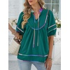 image:imageANRABESS Womens Babydoll Tops 2026 Summer V Neck Boho Blouse Short Lantern Sleeve Dressy Casual Shirts Flowy Peplum T ShirtLake Blue