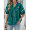 image:imageANRABESS Womens Babydoll Tops 2026 Summer V Neck Boho Blouse Short Lantern Sleeve Dressy Casual Shirts Flowy Peplum T ShirtLake Blue